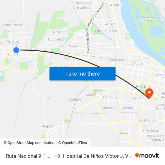 Ruta Nacional 9, 1280 to Hospital De Niños Víctor J. Vilela map