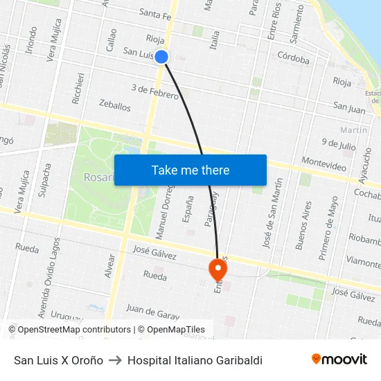 San Luis X Oroño to Hospital Italiano Garibaldi map