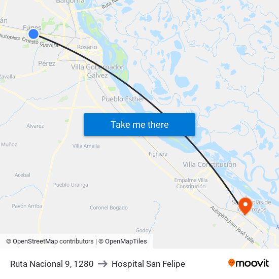 Ruta Nacional 9, 1280 to Hospital San Felipe map