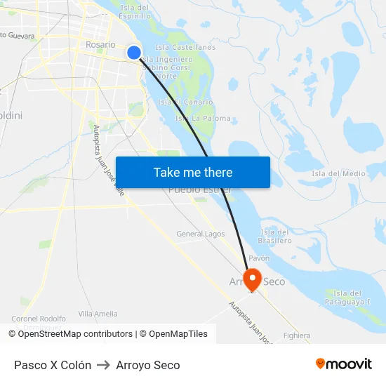 Pasco X Colón to Arroyo Seco map