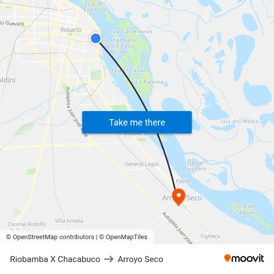 Riobamba X Chacabuco to Arroyo Seco map