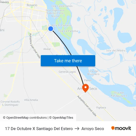 17 De Octubre X Santiago Del Estero to Arroyo Seco map