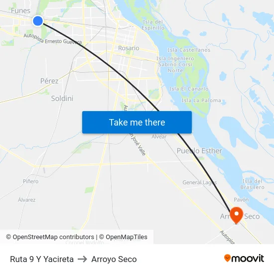 Ruta 9 Y Yacireta to Arroyo Seco map