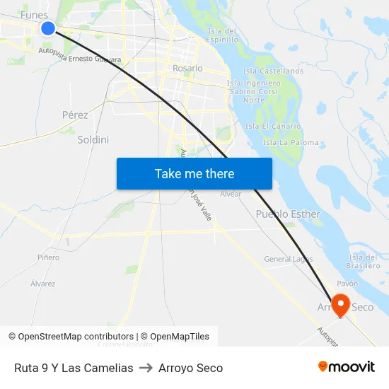 Ruta 9 Y Las Camelias to Arroyo Seco map