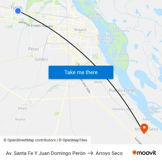 Av. Santa Fe Y Juan Domingo Perón to Arroyo Seco map