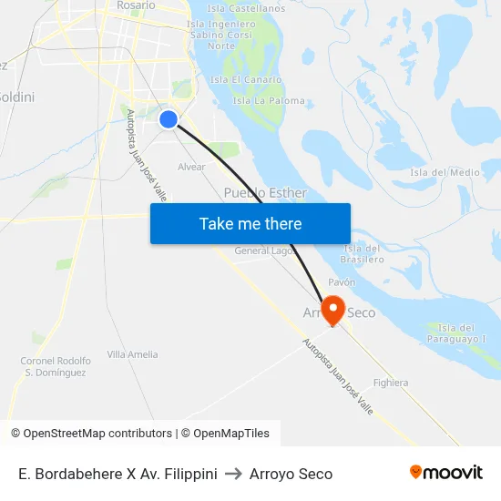 E. Bordabehere X Av. Filippini to Arroyo Seco map
