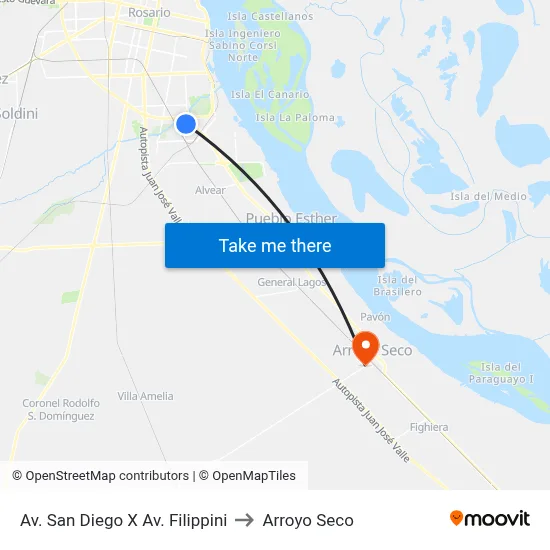 Av. San Diego X Av. Filippini to Arroyo Seco map