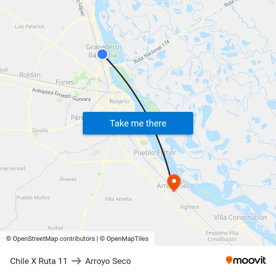 Chile X Ruta 11 to Arroyo Seco map