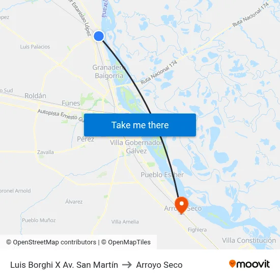 Luis Borghi X Av. San Martín to Arroyo Seco map