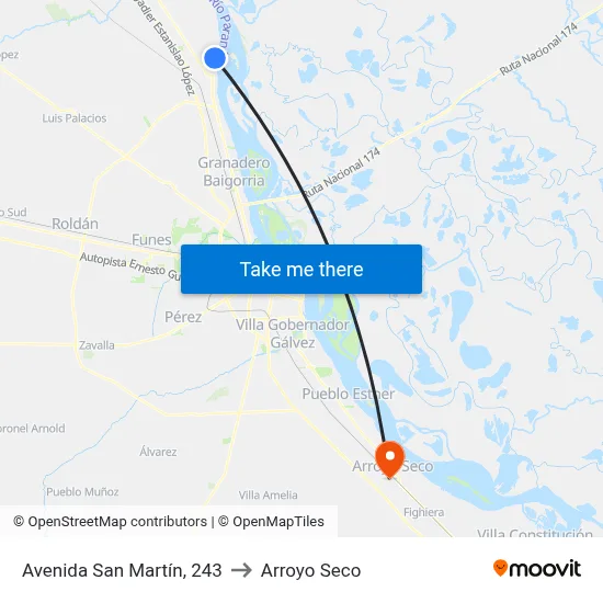 Avenida San Martín, 243 to Arroyo Seco map