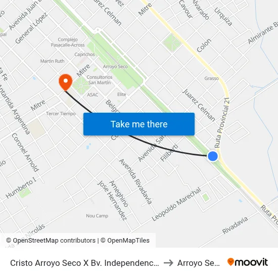 Cristo Arroyo Seco X Bv. Independencia to Arroyo Seco map