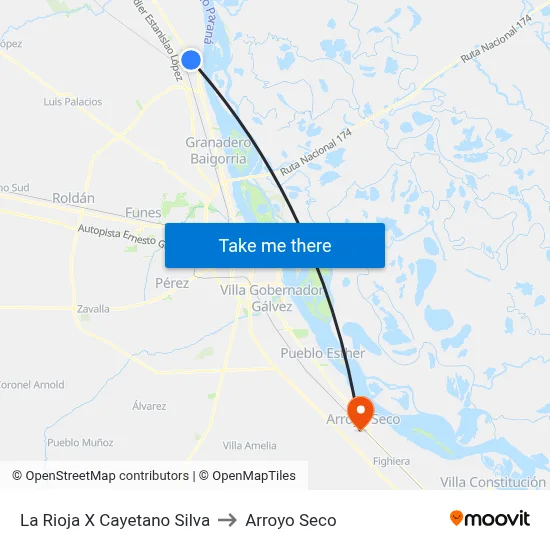La Rioja X Cayetano Silva to Arroyo Seco map