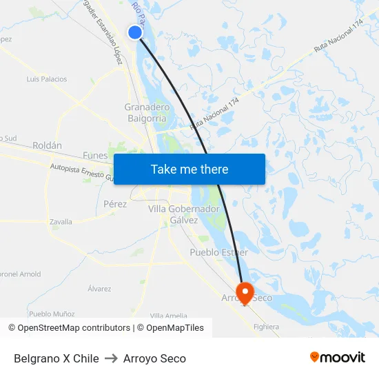 Belgrano X Chile to Arroyo Seco map