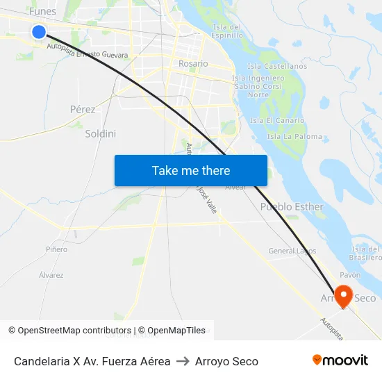 Candelaria X Av. Fuerza Aérea to Arroyo Seco map