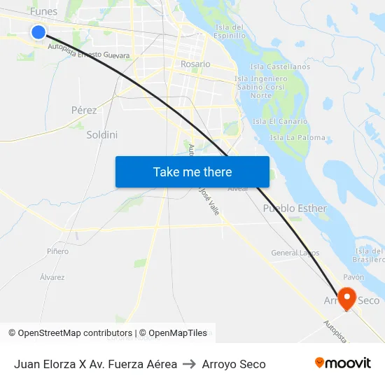Juan Elorza X Av. Fuerza Aérea to Arroyo Seco map