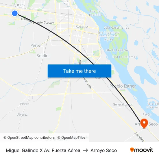 Miguel Galindo X Av. Fuerza Aérea to Arroyo Seco map
