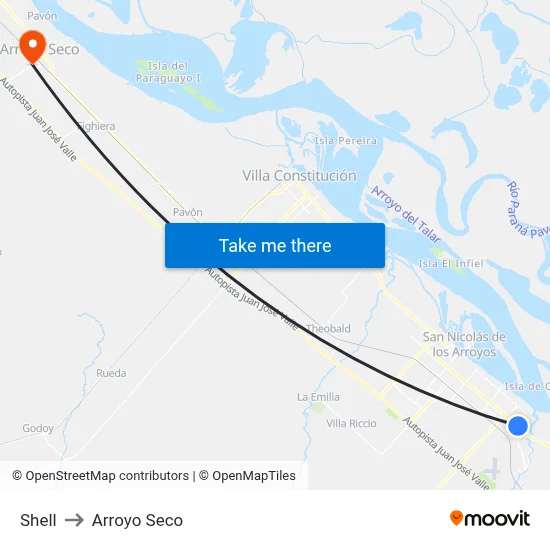 Shell to Arroyo Seco map