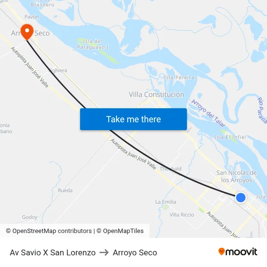 Av Savio X San Lorenzo to Arroyo Seco map