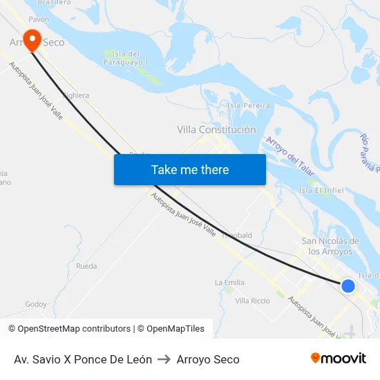 Av. Savio X Ponce De León to Arroyo Seco map