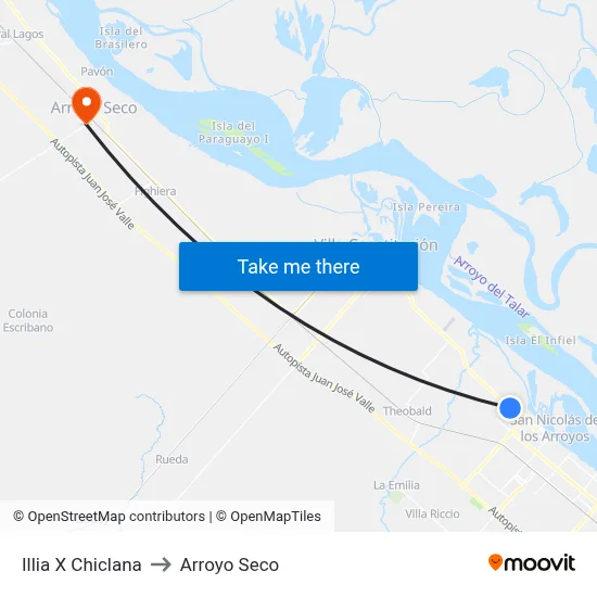 Illia X Chiclana to Arroyo Seco map