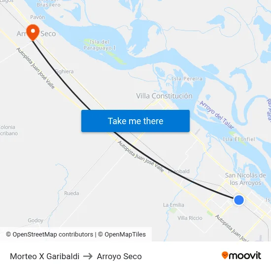Morteo X Garibaldi to Arroyo Seco map