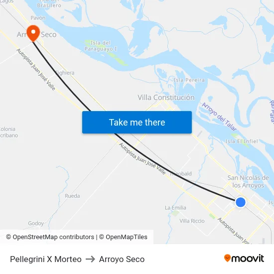 Pellegrini X Morteo to Arroyo Seco map