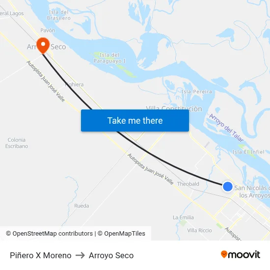 Piñero X Moreno to Arroyo Seco map