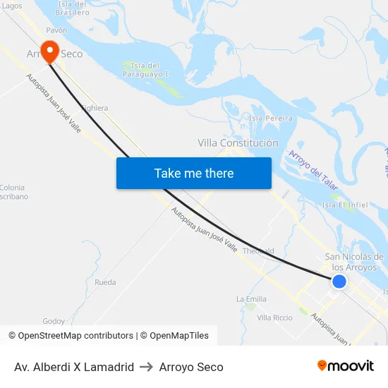 Av. Alberdi X Lamadrid to Arroyo Seco map