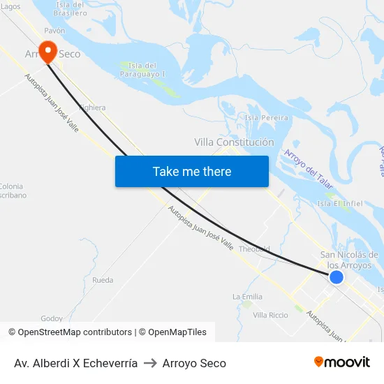 Av. Alberdi X Echeverría to Arroyo Seco map