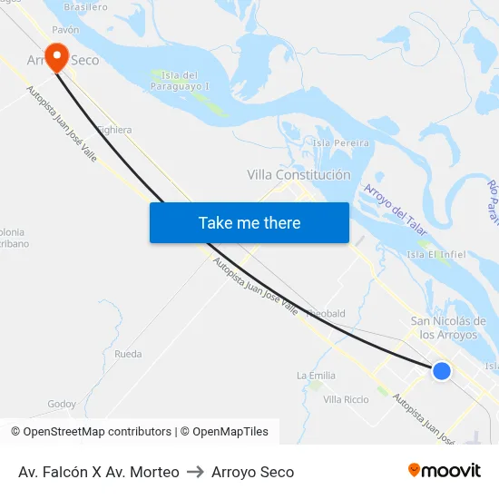 Av. Falcón X  Av. Morteo to Arroyo Seco map