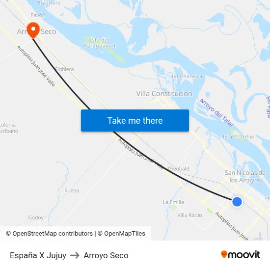 España X Jujuy to Arroyo Seco map