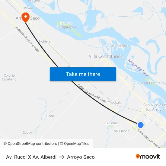 Av. Rucci X Av. Alberdi to Arroyo Seco map