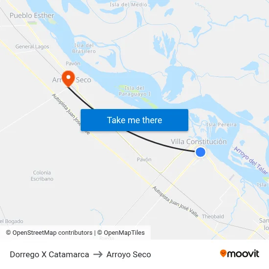Dorrego X Catamarca to Arroyo Seco map