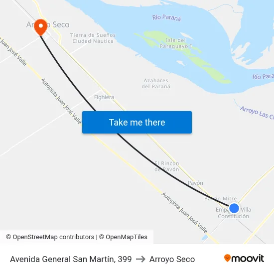 Avenida General San Martín, 399 to Arroyo Seco map