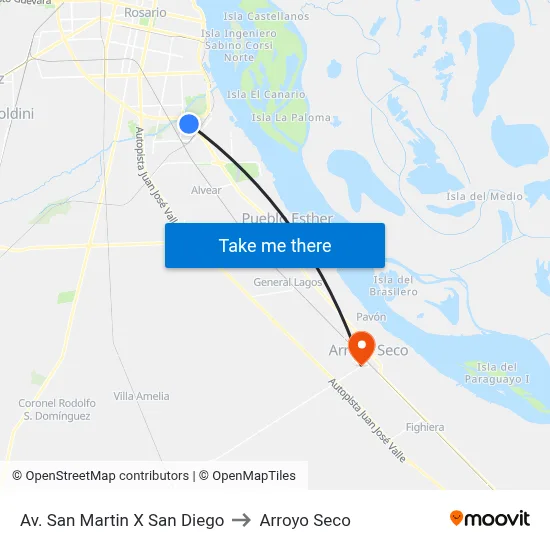 Av. San Martin X San Diego to Arroyo Seco map