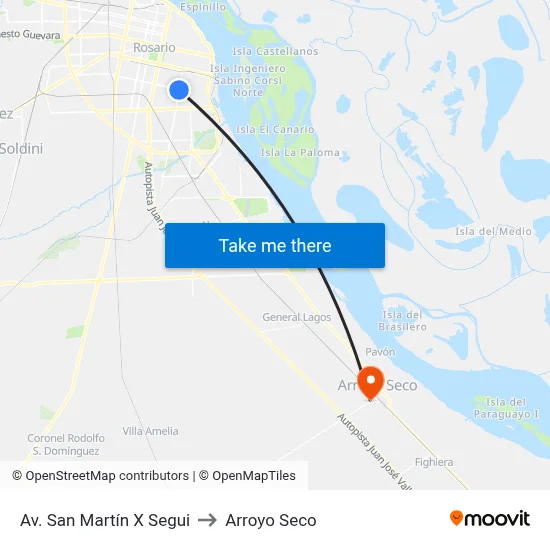 Av. San Martín X Segui to Arroyo Seco map