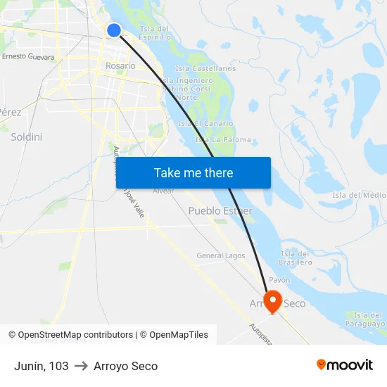 Junín, 103 to Arroyo Seco map
