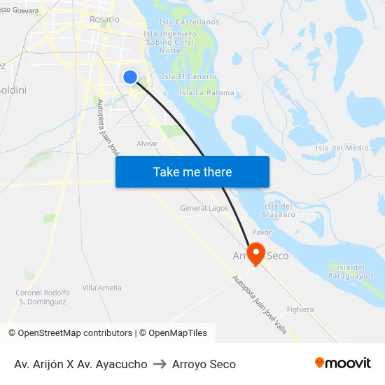 Av. Arijón X Av. Ayacucho to Arroyo Seco map