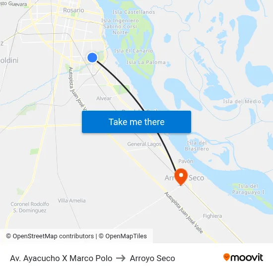 Av. Ayacucho X Marco Polo to Arroyo Seco map