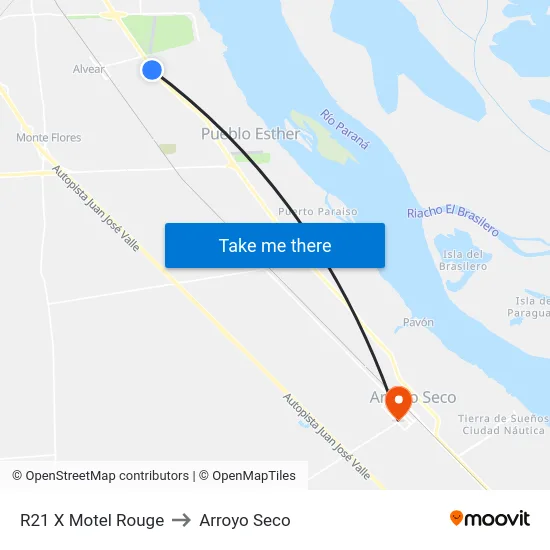 R21 X Motel Rouge to Arroyo Seco map