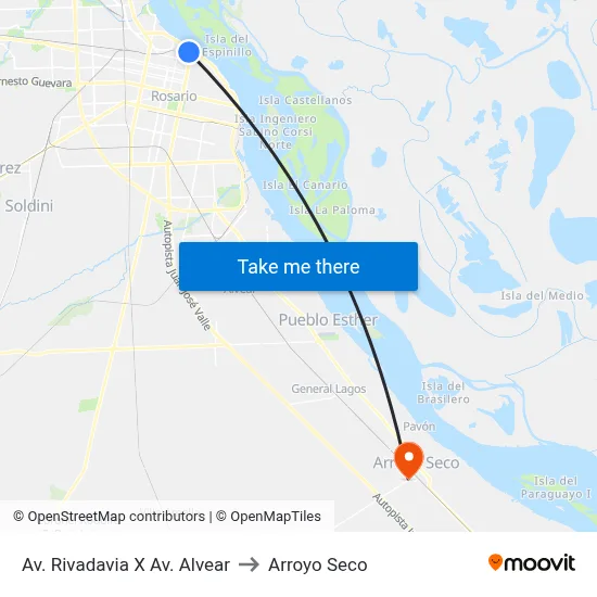 Av. Rivadavia X Av. Alvear to Arroyo Seco map