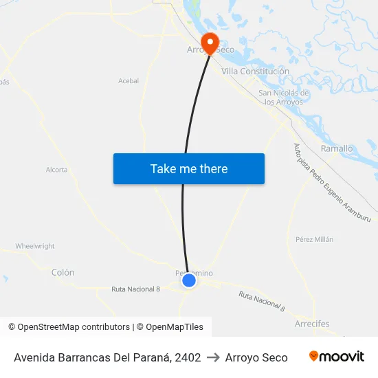 Avenida Barrancas Del Paraná, 2402 to Arroyo Seco map