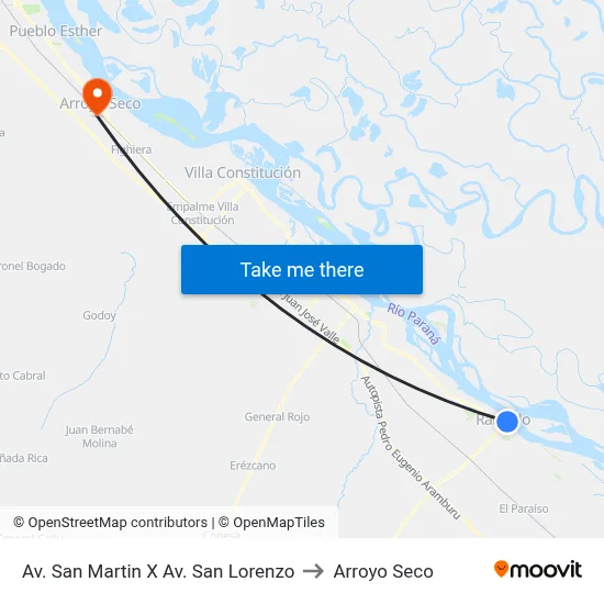Av. San Martin X Av. San Lorenzo to Arroyo Seco map