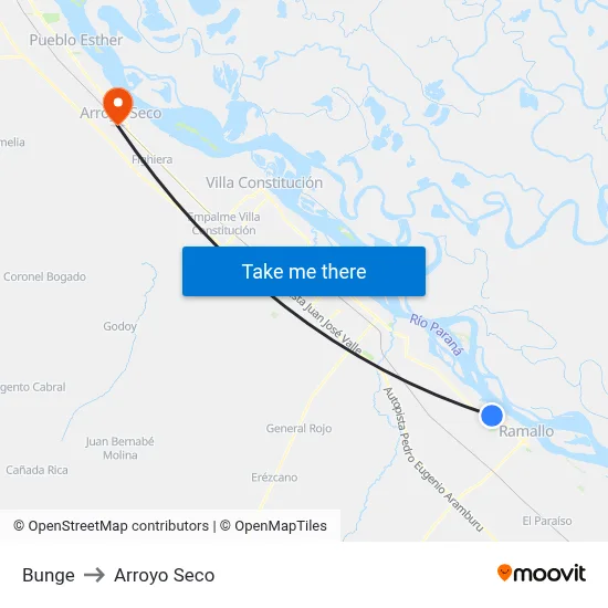 Bunge to Arroyo Seco map