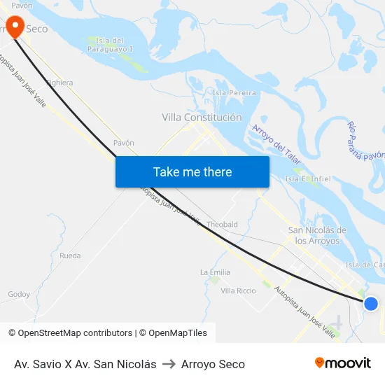 Av. Savio X Av. San Nicolás to Arroyo Seco map