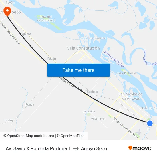 Av. Savio X Rotonda Porteria 1 to Arroyo Seco map