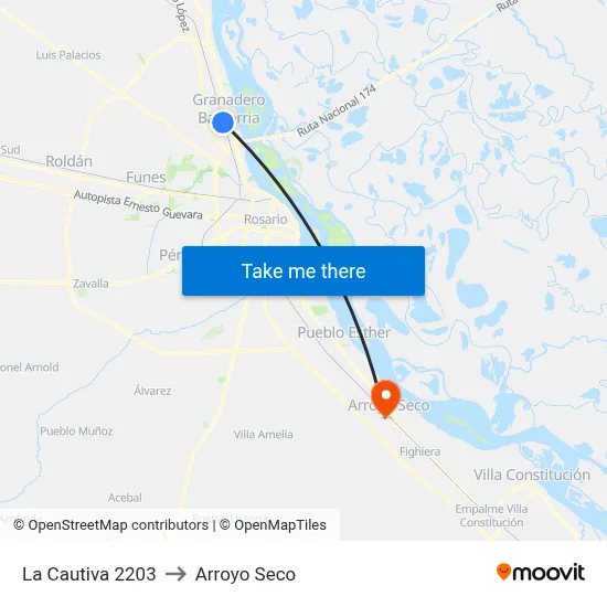 La Cautiva 2203 to Arroyo Seco map