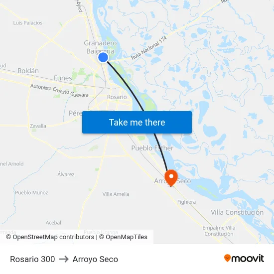 Rosario 300 to Arroyo Seco map
