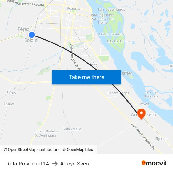 Ruta Provincial 14 to Arroyo Seco map