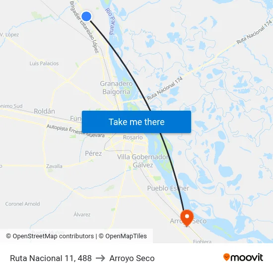 Ruta Nacional 11, 488 to Arroyo Seco map